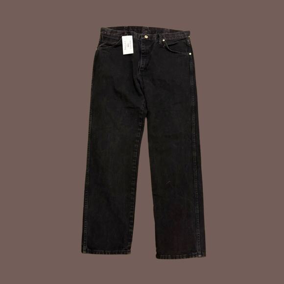 Vintage Wrangler Men’s Black Denim Jeans 13MWZ 100% Cotton Size 35x32